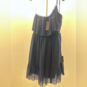 Lulus Ruffle-Trim Navy Tulle Dress